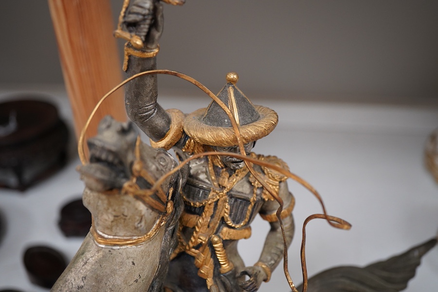 A 20th century model of a warrior on horseback, after Guiseppe Vasari